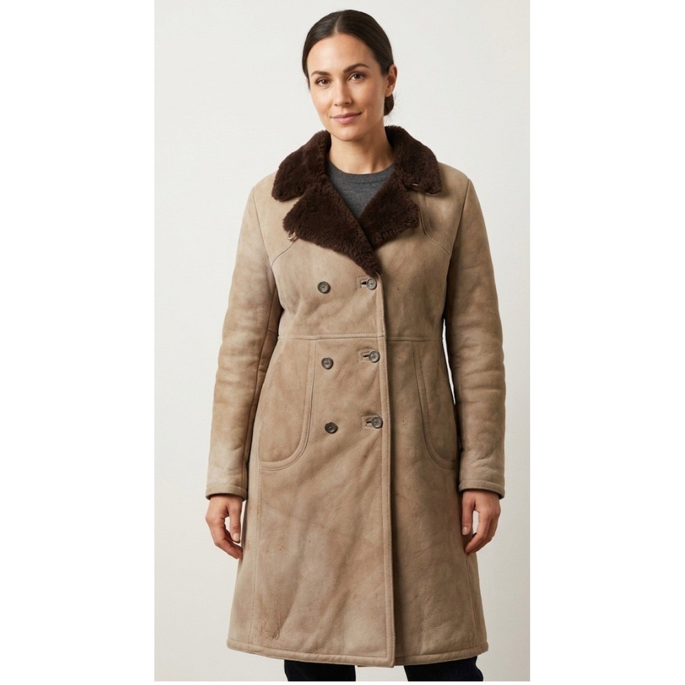 YOUNG DIMENSIONS Saks Fifth Avenue Shearling Coat Mouton Trim Canada AS IS Vtg